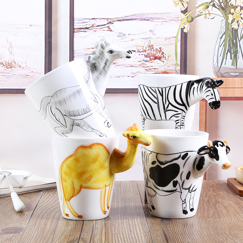 3D Tier Keramik Kaffeetasse Kinder Mädchen Junge Niedliche Kreative Handbemalte Tasse Geschenk Farbige Cartoon-Tassen mit Löffel| Alibaba.com