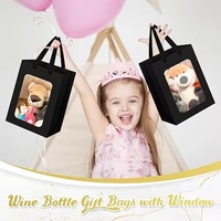 Sac en papier kraft de luxe personnalisable avec logo, blanc, transparent, en PVC, pour emballage cadeau, avec fenêtre