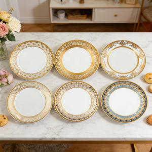 <span class=keywords><strong>Vajilla</strong></span> de Porcelana Decorada en Oro Elegante al por Mayor, 102 Piezas, <span class=keywords><strong>Vajilla</strong></span> de Cerámica de Lujo con Galvanoplastia para Exportación al Mercado Indio - Product Image 3