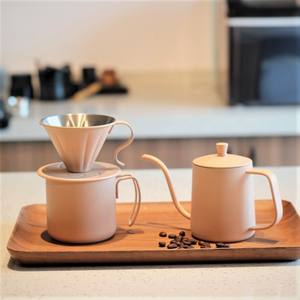 Juego de Cafetera Moderna de Acero Inoxidable Color Rosa, Cafetera Portátil de Vertido para el Hogar, Viajes y Campamento - Product Image 6