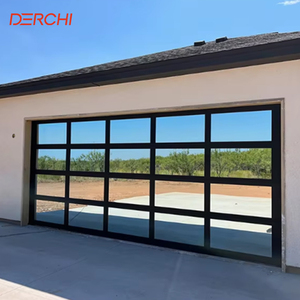 <span class=keywords><strong>Porte</strong></span> <span class=keywords><strong>de</strong></span> <span class=keywords><strong>garage</strong></span> pliante <span class=keywords><strong>sectionnelle</strong></span> à vue complète sans cadre en verre trempé noir en aluminium <span class=keywords><strong>de</strong></span> luxe en gros - Product Image 1