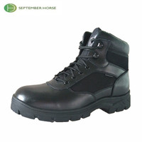 Sepatu Bot Taktis Pria Kulit Sapi Asli Tinggi Setengah Betis, Ringan, Anti Air, Anti Selip, Warna Hitam