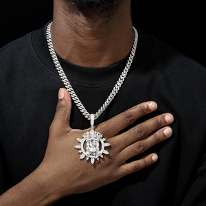 कारखाने के ठीक गहने सफेद सोना 925 स्टर्लिंग चांदी पूर्ण प्रयोगशाला हीरा मोइससानाइट जेसस पेलेंट पुरुषों के लिए - Product Image 4