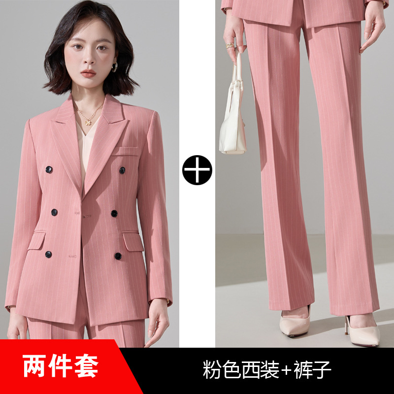 Pink striped suit flared pants