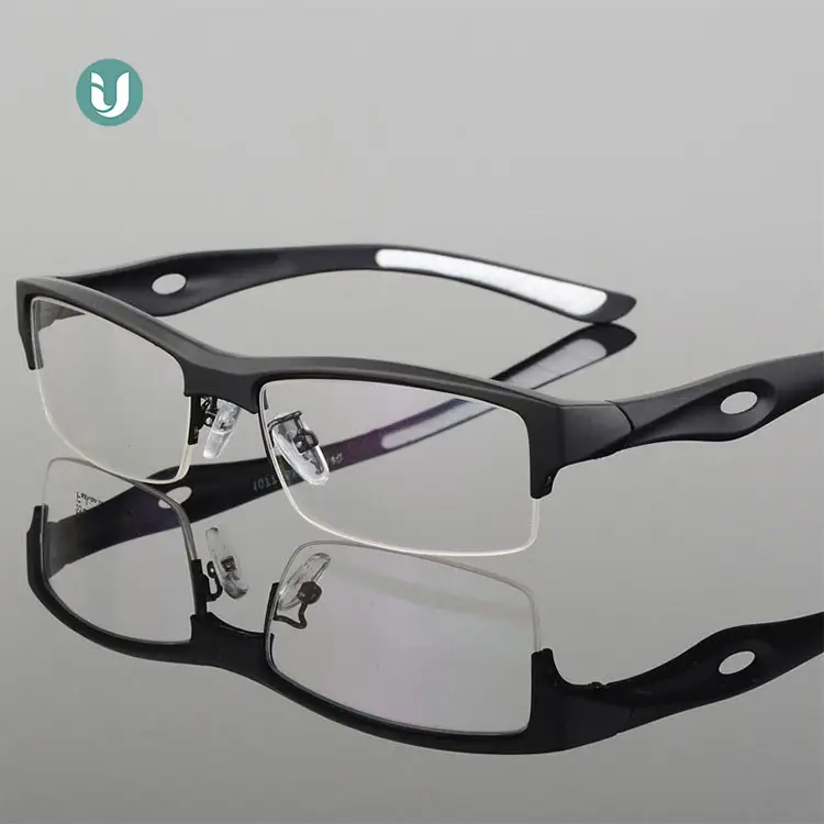 IU-1077 Wholesale Myopia Spectacle TR90 Eye Glasses Sports Eyeglasses Optical Luxury Eyewear Frames Men Half Glass Frame