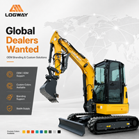 LOGWAY Strong Power Mini Excavator untuk Pemasangan Kabel Utilitas dengan Track Karet dan Boom Swing Pro Mini Excavator
