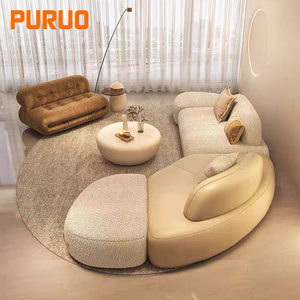 Puruo nordico italiano designer in vera pelle divano Coach braccio basso design retrò <span class=keywords><strong>Set</strong></span> di mobili da soggiorno <span class=keywords><strong>Set</strong></span> di divani - Product Image 1