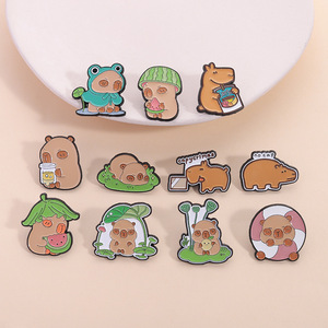 7 Estilos de Broches de Metal Esmaltados con Diseño de Capibara Divertido, sin Gorro, Personalizados para Parejas, Regalos para Amantes de los Animales - Product Image 5
