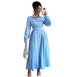 เสื้อผ้าบูติกขายส่งประจำฤดูร้อนปี 2025 ทรงเอ ระบายอากาศได้ดี ปกเรียบติดกระดุม แขนยาว ดีไซน์เรียบหรู ผ้าโพลีเอสเตอร์/คอตตอน เอวสูง - Product Image 2