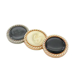 New Designs High Quality Pearl Metal Buttons for Women's Blazer Suits Sport Coat Uniform 15mm 20mm Black And White Shank Button