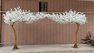 3x2.5m Faux cong Sakura cây Trắng Nhân Tạo đường cong hoa anh đào cây cho trung tâm trang trí đám cưới nhà