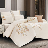 Set Sprei 7-Piece Motif Bunga Elegan, Bahan Mikrofiber Lembut, Sejuk, dan Bernapas, dengan Cetakan Reaktif, Desain Batang Bunga Liar