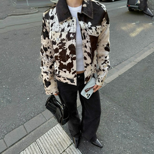 Jaket Bomber Pendek Kulit Sapi Mewah Bermotif WT Designer, Jaket Bulu untuk Balap Motor dan Streetwear Pria - Product Image 3