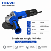 Meuleuse d'angle industrielle sans balais HERZO 1000W avec interrupteur à palette, machine de découpe et de meulage portable DIY, filaire 230V, diamètre 125mm