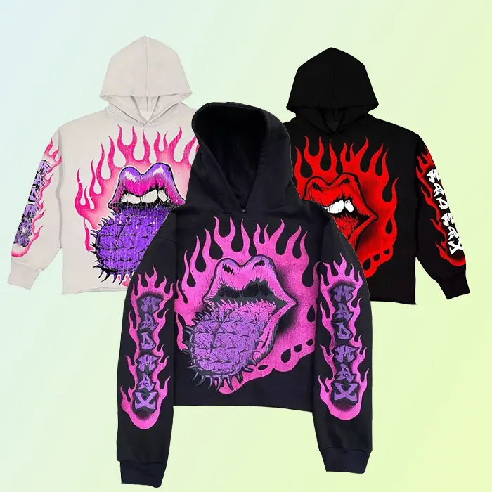 huili factory wholesale custom puff print hoodie men fashion graphic foam print hoodie cut edge custom raw hem hoodie for men