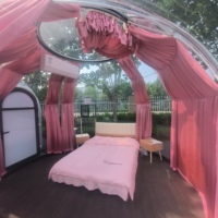 Maison dôme préfabriquée en polycarbonate PC, mini-maison dôme avec salle de bain et cuisine pour le glamping en vacances