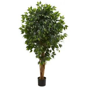 Arbre à plantes vertes semi naturelles, Pots pour décoration intérieure et extérieure, vente en gros, 1 pièce