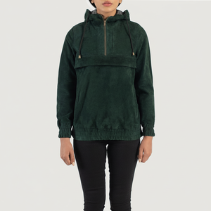Femmes véritable Varsity veste vert à capuche daim pull en cuir Denim respirant Collections automne mode vente chaude - Product Image 1