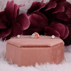 Moissanite Pear Cut Chain Link Bracelet 925 Sterling Silver Plated Unisex Trendy Fashion Jewelry Elegant Gift for <b>Men</b> Women - Product Image 1