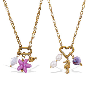 Collar con Colgante DIY Temático del Océano Europeo Americano, Acero Inoxidable, Chapado en Oro de 18K, Joyería de Moda para Mujer - Product Image 5