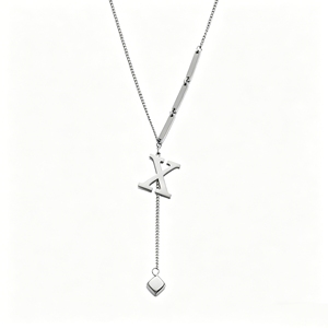 Collana con Lettera Iniziale Y in Acciaio Inossidabile Placcato Oro 18K - Ciondolo Cubo Delicato Impermeabile, Gioiello Personalizzato Regalo - Product Image 1