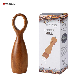 Moulins à sel et à poivre en bois avec logo personnalisé, outils de cuisine et de barbecue à commande manuelle, avec emballage en boîte pour la maison et les restaurants - Product Image 2