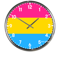 Horloges murales rondes arc-en-ciel lithosexuelles, horloge silencieuse classique sans tic-tac, fonctionnant sur piles, pour bureau, maison, salon