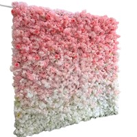 Dinding Bunga Mawar Buatan dari Kain Putih Pink Ukuran Besar, Hiasan Latar Belakang Acara Pesta Pernikahan Hotel, Photo Booth