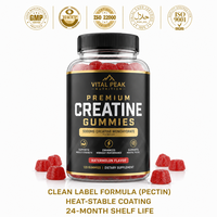 Gummies de créatine 2,5 g de marque privée premium pour adultes, pour la croissance musculaire, avec Ashwagandha KSM-66, suppléments sportifs naturels, vérifiés HPLC