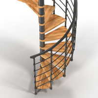 Escalier en spirale en acier au carbone, diamètre et hauteur personnalisés, utilisation intérieure et extérieure