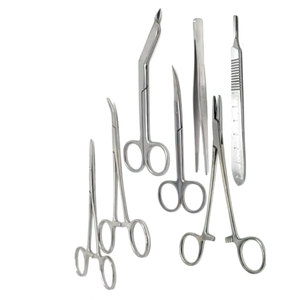 Kit de chirurgie mineure de base écologique 13 pièces - Instruments chirurgicaux manuels en acier inoxydable durable, plateau réniforme, kit de pansement - Product Image 5