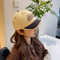 Gorra de béisbol de 6 paneles sin estructura con bordado de color en contraste, estilo coreano, con letras de montaña, transpirable para exteriores, venta al por mayor