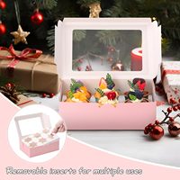 Boîte à gâteaux et à beignets délicats roses, boîte à collation avec fenêtre en relief, papier artisanal recyclé biodégradable, couleur personnalisable, boîte cadeau