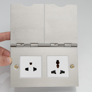 Tomada de Chão Dupla EU Schuko em Aço Inoxidável com Montagem Embutida, Saída de Terra 16A 250V para Casa e Escritório - Product Image 5