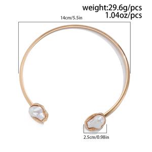 Collar de perlas con forma Barroca para mujer, conjunto de cadena de clavícula de aleación chapada en oro, joyería de moda para bodas, fiestas, compromisos - Product Image 4