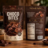 Sachets d'emballage personnalisés imprimés pour chocolats et snacks, avec fenêtre transparente, en Mylar doré/argenté, estampés à chaud