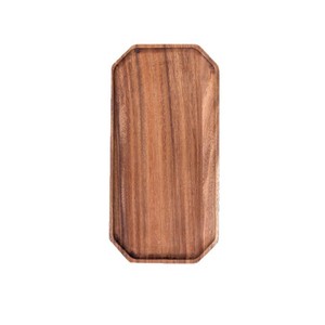 Wooden Rectangular Serving <b>Tray</b> 26x21x17cm Octagonal Design For Fruit Dessert <b>Snack</b> Residential Use - Product Image 5