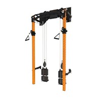 Appareil de musculation multifonction mural pliable avec blocs de poids, rack à squats et système de poulies fixe pour exercices à câble croisé