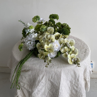 Bunga Hydrangea Anggrek Sutra Imitasi Hijau Ukuran Kecil 30cm B113, Dekorasi Pernikahan, Pesta Ulang Tahun