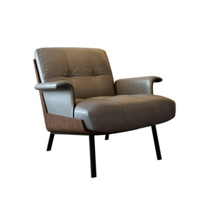 Sillón Moderno Nórdico de Cuero con un Solo Brazo, Estilo Habitación de Hotel Italiana, Muebles Casuales para Sala de Estar, Sofá Chaise con Estructura de Madera - Product Image 2