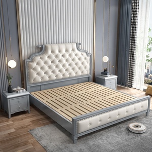Cama de Diseño Antiguo de Lujo Ligero 2021 para Dormitorio Principal, Moderna, de Cuero y Madera Maciza, con Marco de 1.8m, Tamaño Doble <span class=keywords><strong>Queen</strong></span> - Product Image 5