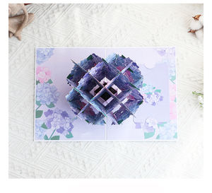 การ์ดอวยพรวาเลนไทน์และวันรับปริญญาแบบ 3 มิติ ลายดอกไม้สีฟ้า พร้อมการ์ดข้อความสำหรับเป็นของขวัญ - Product Image 4