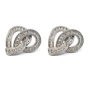 Fabricant de bijoux fins conception populaire en forme de coeur or blanc 18 carats véritable diamant en forme de coeur boucles d'oreilles pour dame de bureau - Product Image 1