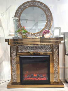 <span class=keywords><strong>Chimenea</strong></span> Eléctrica Contemporánea con Espejo en Oro Rosa y Marco de Diamantes Triturados para Salón - Product Image 3
