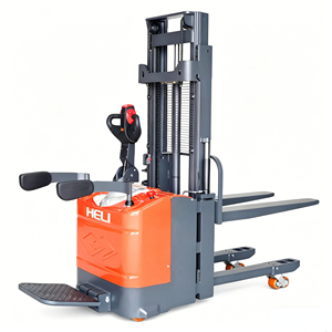 Gerbeur électrique double élévateur HELI 2 tonnes, mini gerbeur manuel avec mât de 4,5 m pour entrepôt, gerbeur à batterie pour stockage en hauteur - Product Image 1