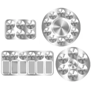 <span class=keywords><strong>Palette</strong></span> ronde en aluminium pour peinture à l'huile Plateau pour peinture d'artiste Aquarelle Gouache Maquillage Plaque de mélange de couleurs avec 6 rainures Outil de peinture - Product Image 1