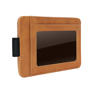 WRIZA Porte-cartes fin en cuir véritable, portefeuille minimaliste durable avec fenêtre d'identification et languette de tirage, design compact pour hommes et femmes - Product Image 1
