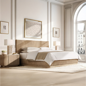 Giường đôi khung gỗ sồi trắng nguyên khối cao cấp, có thể kéo dài, thiết kế hiện đại kiểu Pháp, dùng cho phòng ngủ hoặc nhà ở - Product Image 2