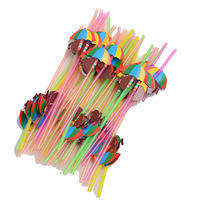 Pailles de cocktail aux fruits 3D pailles en plastique colorées parapluie fête à boire décoration de bar fournitures de fête