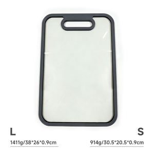 Planche à découper en verre trempé avec bord en silicone, poignée carrée, antibactérienne, pour la cuisine, la viande, les légumes, les fruits - Product Image 6
